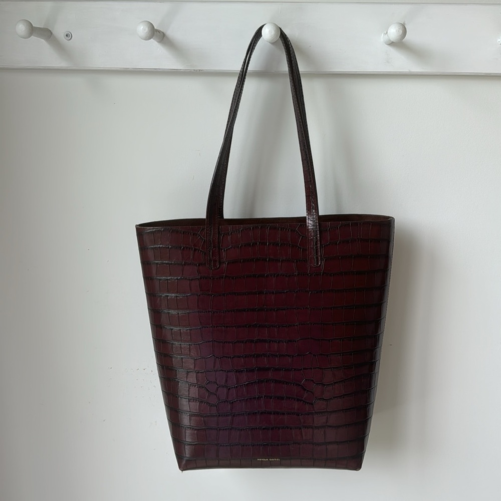 Mansur Gavriel Everyday Tote Brown Croc Embossed
